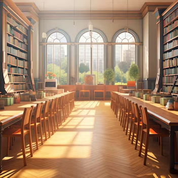 Extensive library with study areas
